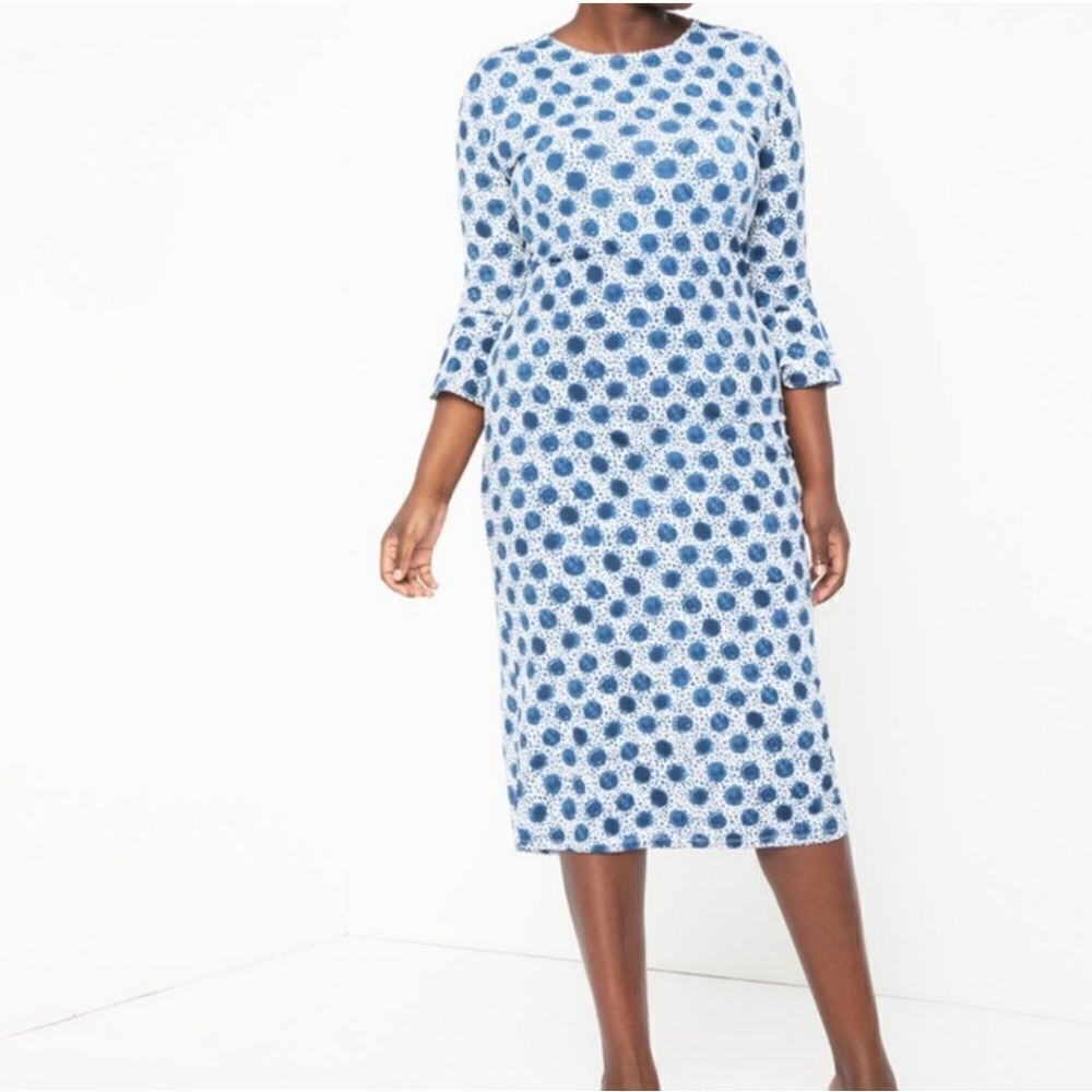 Eloquii Midi Dress with Flounce Sleeve